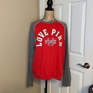 Victoria’s Secret Love Pink Sweatshirt Women RedGray Pullover